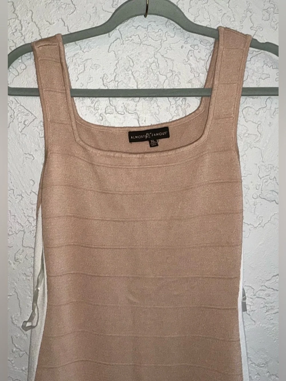 Almost Famous Blush Bodycon Dress with White Side Panels - Picture 2 of 6